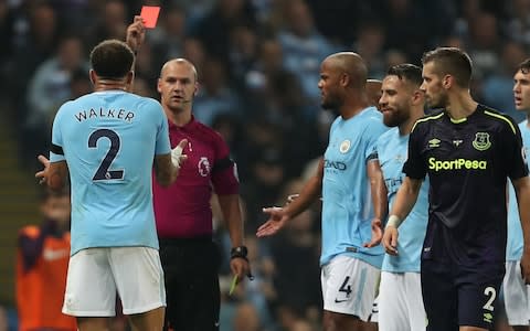 Kyle Walker sent off - Credit: Getty