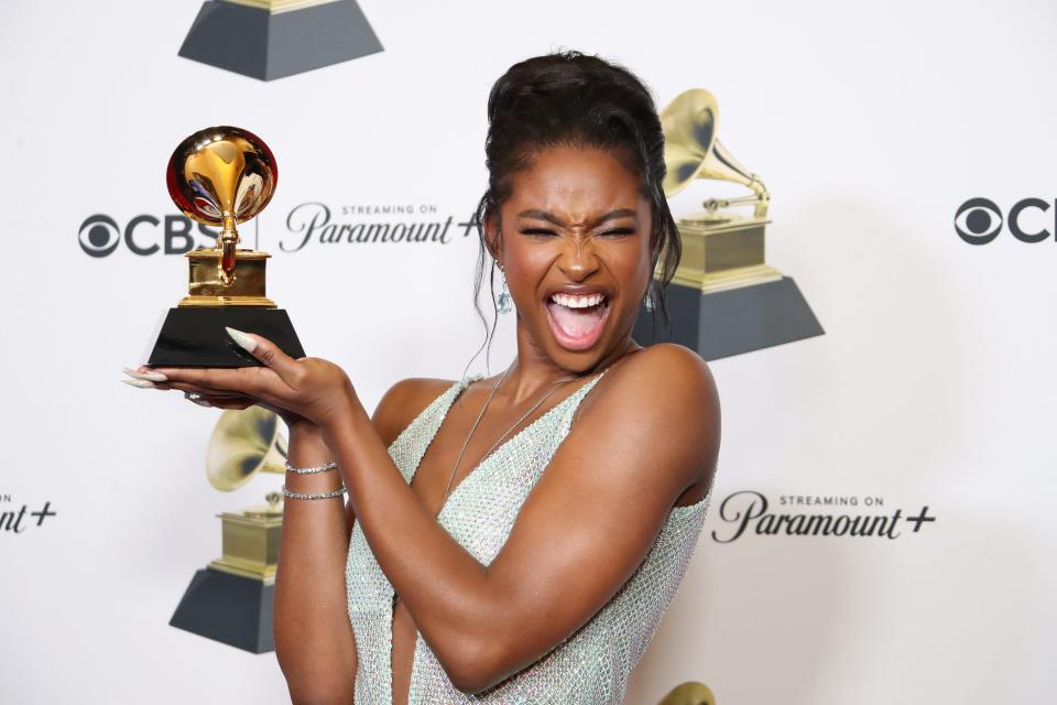 Coco Jones, winner of Best R&B Performance for ‘ICU,’ found out about her award on the Grammys red carpet.