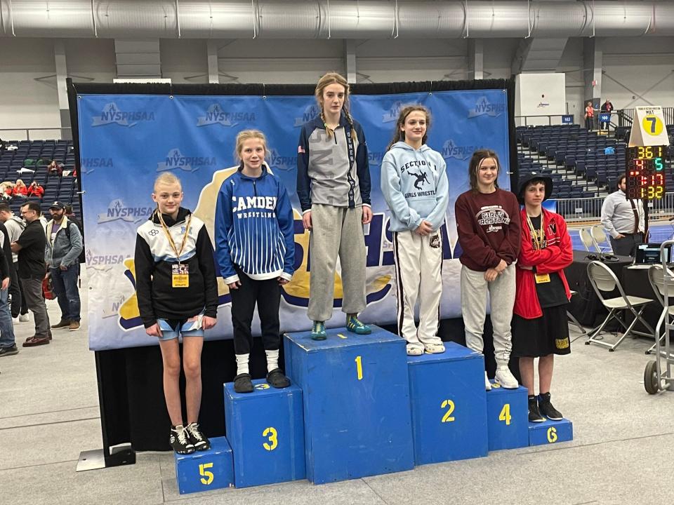 Harrison's Sienna Cozzali was the highest place-finisher from Section 1, taking second in the 94-pound bracket at the NYSPHSAA Girls Wrestling Invitational on Friday at the SRC Arena and Events Center in Syracuse.