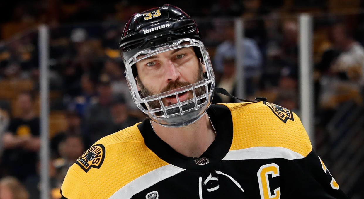 Zdeno Chara didn't say for sure that he'd be in the Boston Bruins' lineup for their opening game. (Winslow Townson-USA TODAY Sports)