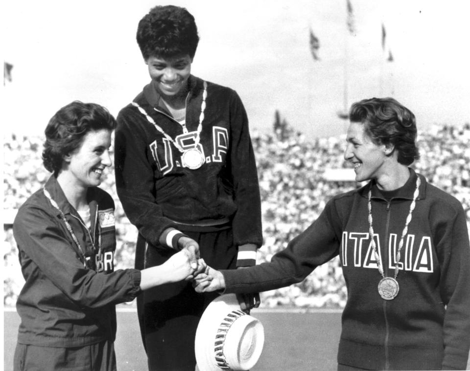 Gold-medal winner Wilma Rudolph of the U.S. at the 1960 Olympics in Rome.