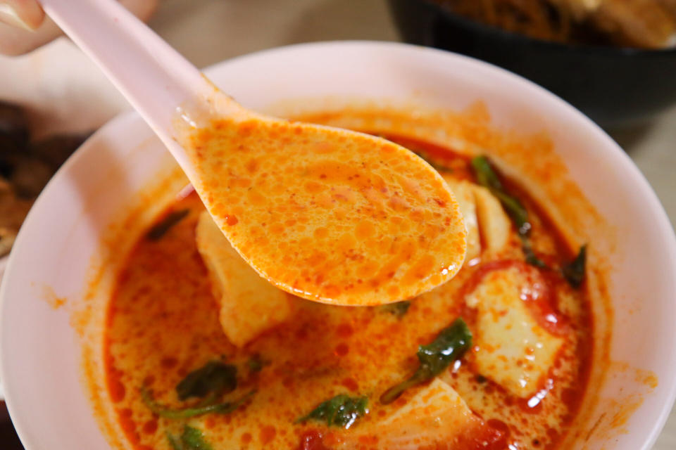 red sea yong tau foo - laksa gravy closeup