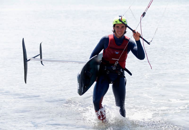France's Axel Mazella, double kitefoil world champion, ready for kitefoil lift-off at home Games