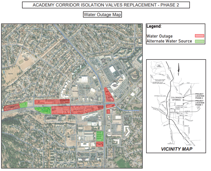 Water Valve Replacement at Academy and Austin Bluffs starts in April