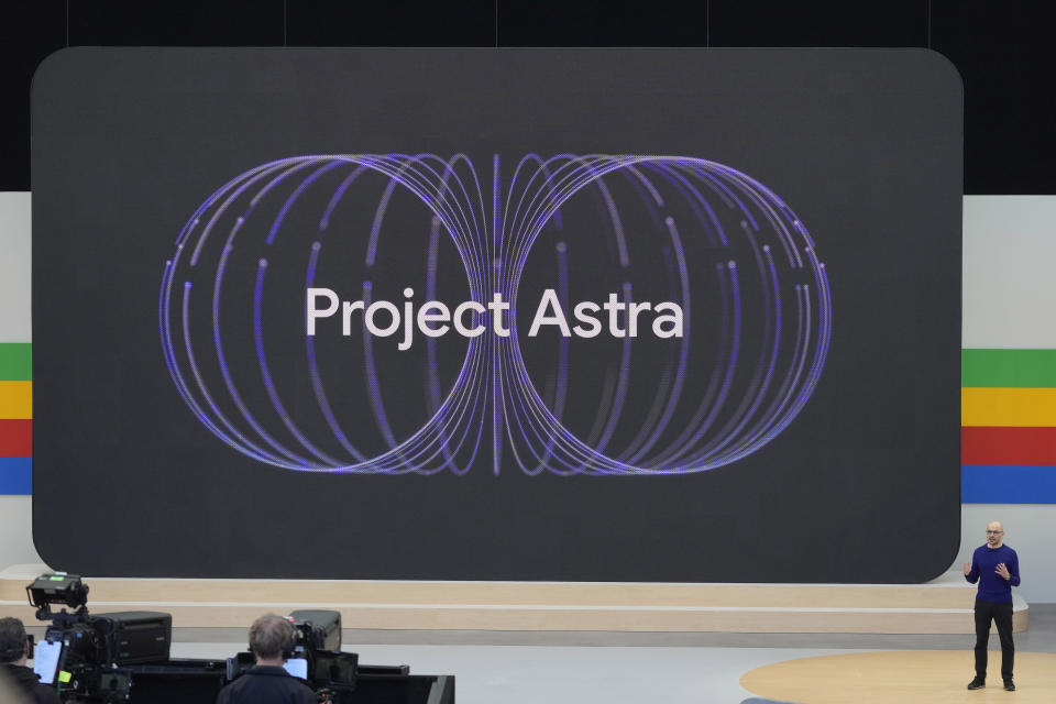 Demis Hassabis, CEO of DeepMind Technologies, speaks at a Google I/O event in Mountain View, Calif., Tuesday, May 14, 2024. (AP Photo/Jeff Chiu)