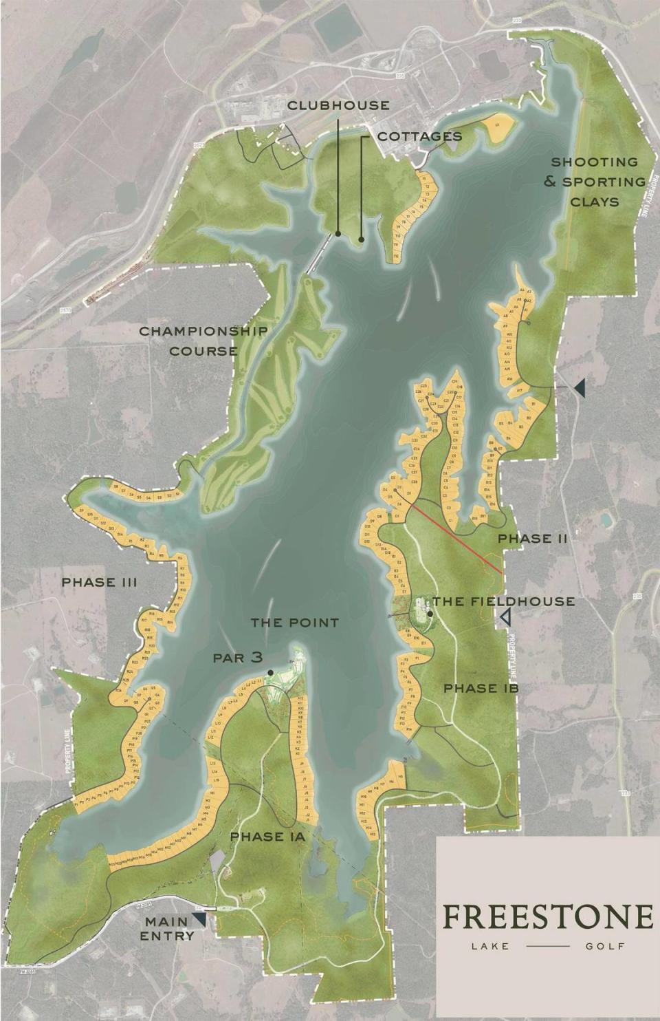 This map shows the planned “Freestone” community that developer Todd Interests plans to build at Fairfield Lake, including on land that is currently used as a state park. Obtained from the Texas Parks and Wildlife Department