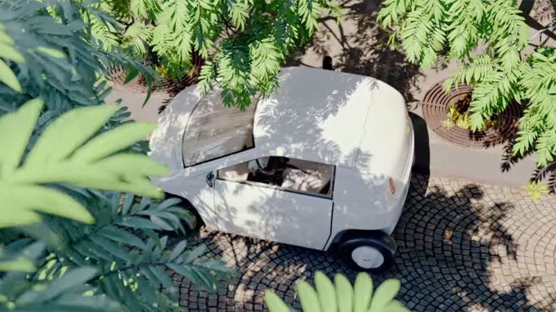 A photo of the Luvly O electric microcar. 