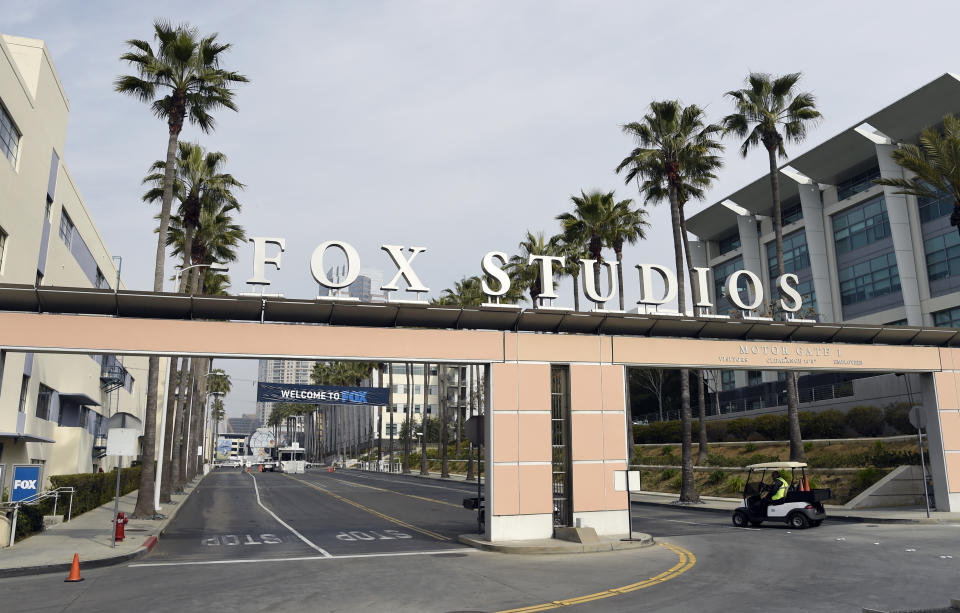 The exterior of Fox Studios is pictured, Tuesday, March 19, 2019, in Los Angeles. Disney's $71.3 billion acquisition of Fox's entertainment assets is set to close around 12 a.m. EDT on Wednesday. (AP Photo/Chris Pizzello)