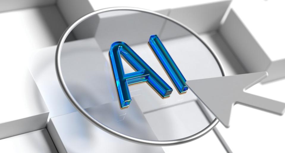 Artificial Intelligence graphic on top of a keyboard 