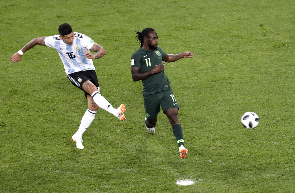 <p>Marcos Rojo sends Argentina in the knockout stages with a fabulous winner against Nigeria </p>