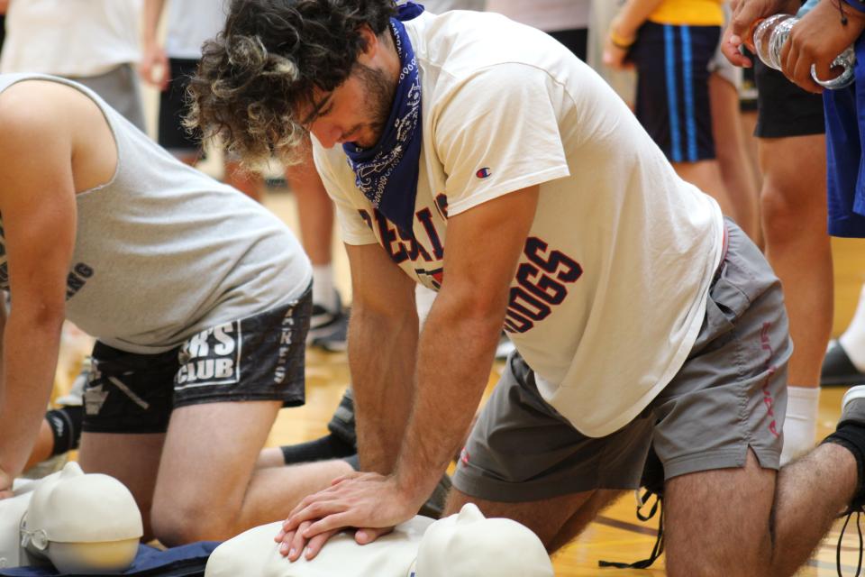 There were 65 students on Eastern Lebanon County School District's football team who received a crash course in life-saving CPR. A certification course was taught members of the district's athletics department after the students left.