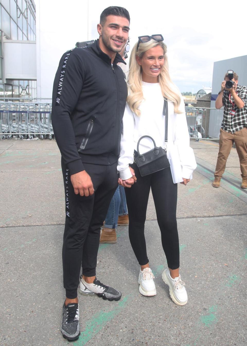 Love Island runners up Tommy Fury and Molly Mae Hague arrive at Stansted Airport in Essex following the final of the reality TV show. (Photo by Yui Mok/PA Images via Getty Images)