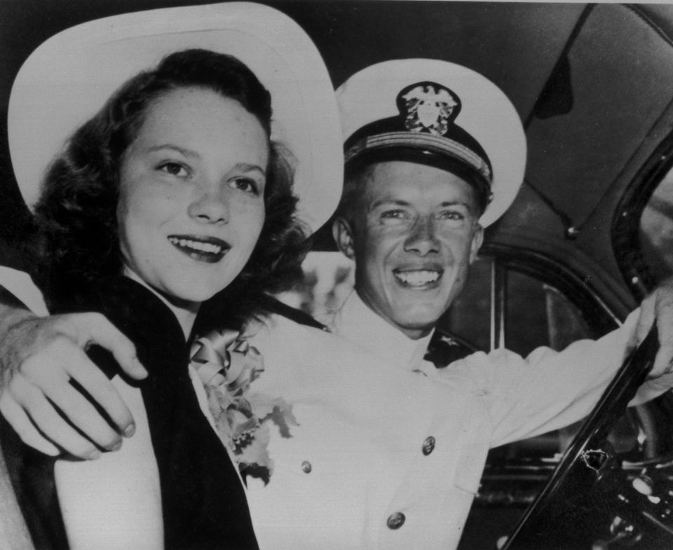 Rosalynn and Jimmy Carter after their wedding in 1946