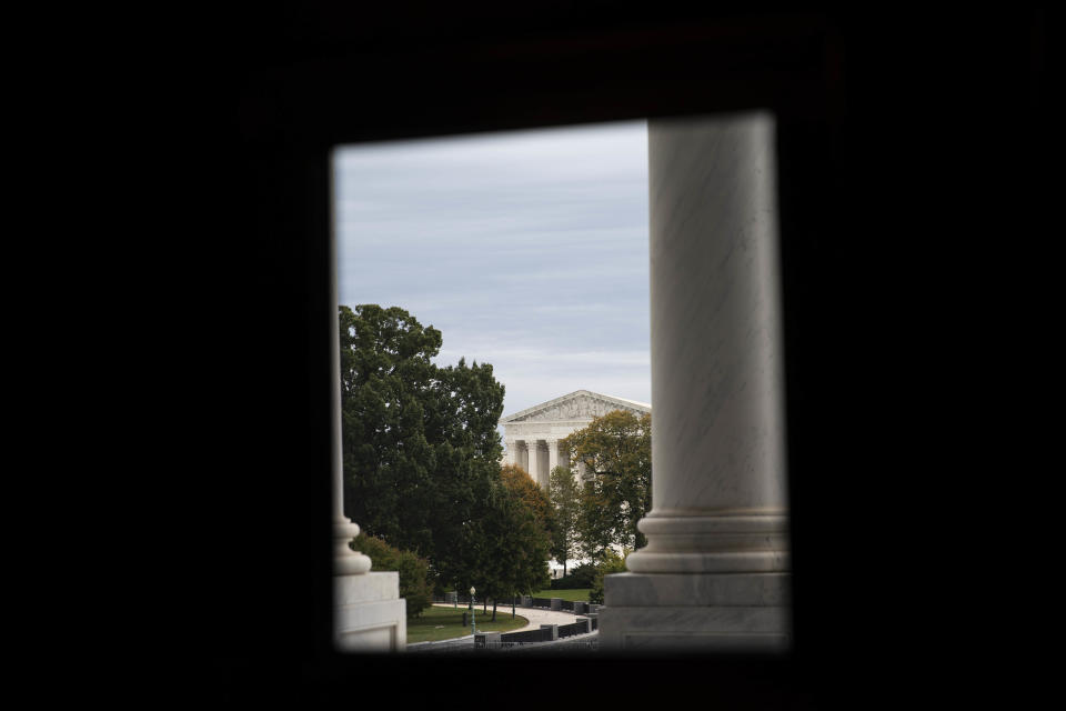 WASHINGTON, DC - OCTOBER 16: The Supreme Court of the United States is seen from a window in the U.S. Capitol building on October 16, 2020 on Capitol Hill in Washington, DC. With less than three weeks before the November presidential elections, the Trump administration and House Speaker Nancy Pelosi are continuing their ongoing negotiations for a stimulus deal. (Photo by Sarah Silbiger/Getty Images)