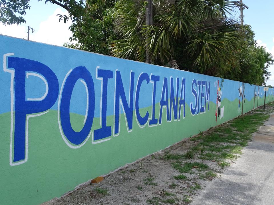 A 300-foot-wide mural at the present-day Poinciana Elementary School in Boynton Beach, which is now a STEM-focused school.