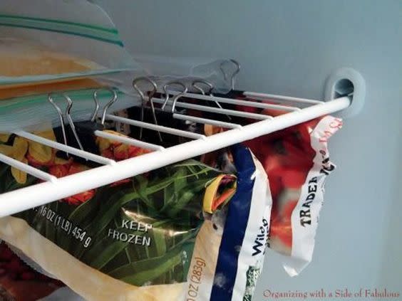 Use binder clips in your freezer.