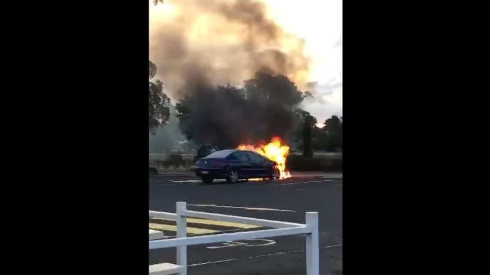 The flames engulfed the front half of the car. Photo: Supplied