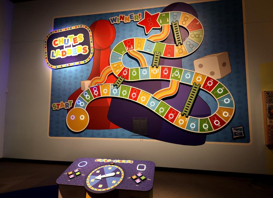 A large feature of Chutes and Ladders is on the inside of the new Hasbro Game Park at Strong Museum of Play, 