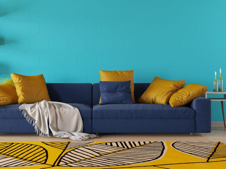 Yellow and blue living room