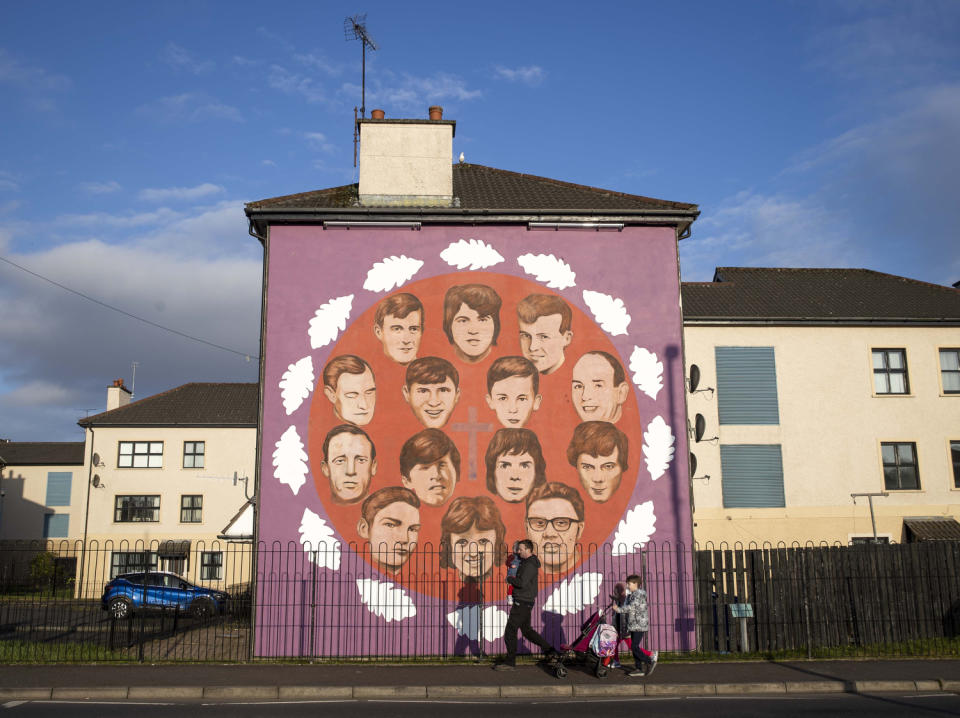 Bloody Sunday commemoration mural in the Bogside area of Derry (Liam McBurney/PA)