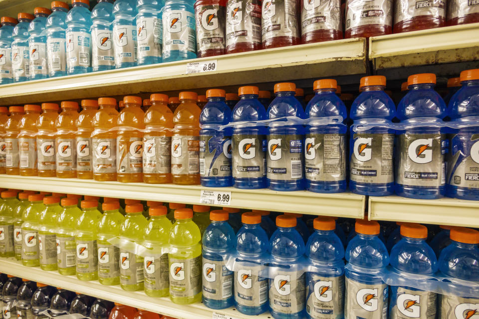 Shelves of sports drinks for sale in Winn Dixie. (Photo by: Jeffrey Greenberg/Universal Images Group via Getty Images)