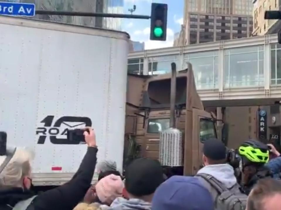 <p>Video showing  a truck driving into a crowd celebrating the guilty of verdict of Derek Chuavin on Tuesday in Minneapolis</p> (Samantha Hendrickson/Twitter)