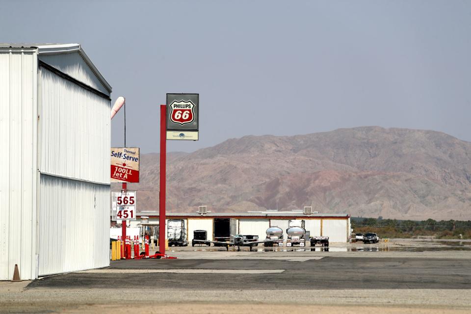 A self-service gas station owned by Thermal Aviation is located inside the Riverside County-owned Jacqueline Cochran Regional Airport in Thermal.