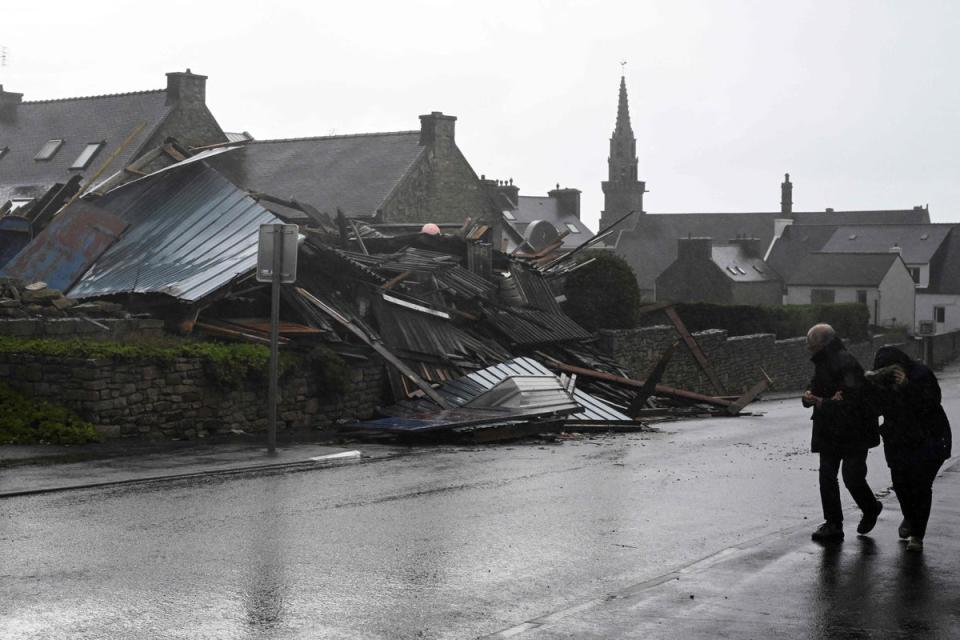 A warehouse was destroyed in Western Europe in the town of Porpoder in France (AFP via Getty Images)