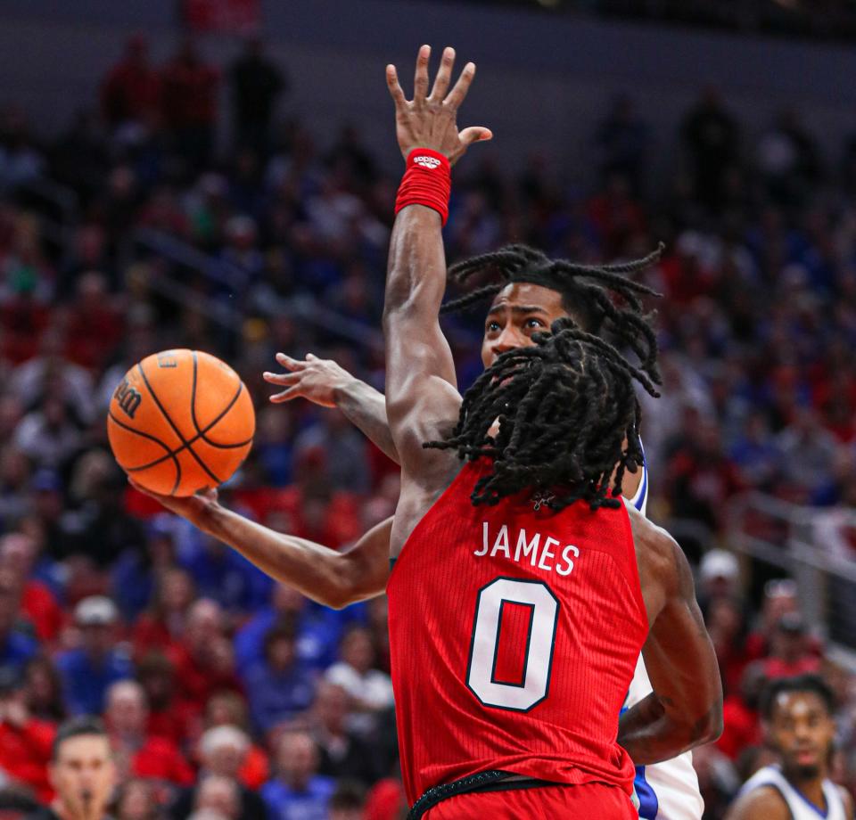 Louisville’s Mike James and his teammates are searching for their first ACC win of the season.