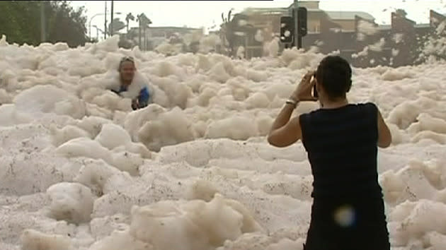 Wild waves stir up foam spectacle