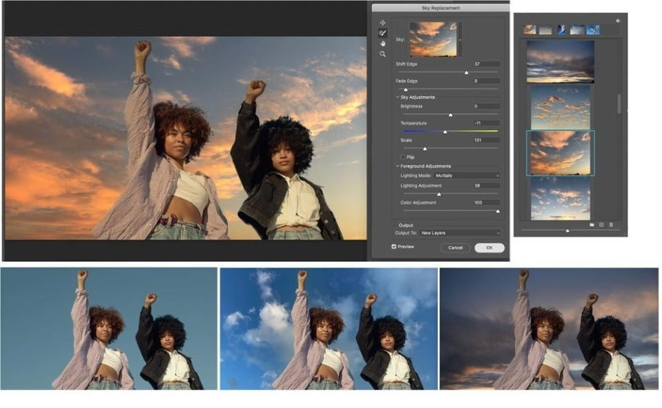 圖／天空替換、智慧人像，]Adobe Photoshop AI 功能再進化。(Adobe)