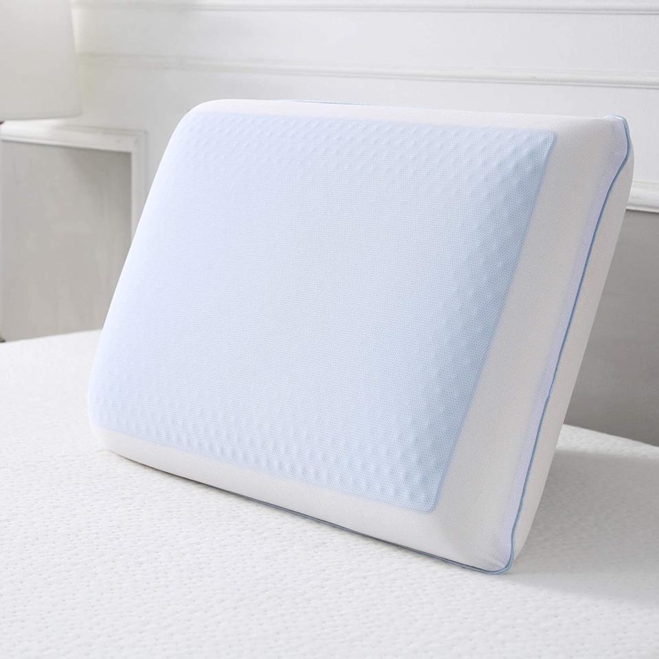 It's designed with a cooling gel layer so you'll always have a cool side to lay your head on.<br /><br /><strong>Promising review:</strong> "I bought this pillow a few months ago because I was overheating in my upper level, poorly air-conditioned bedroom. I did find that it helped combat the muggy temps (about 80 degrees and very humid). It wasn't as dramatic as laying on an ice pack, but it made the situation tolerable for me, which is saying a lot because I loathe being hot at night. I have since moved to a much more pleasantly air-conditioned home and I still delight in this pillow. It goes from being okay to being pleasantly chilled. I hate not using blankets and the cooling effect is so good that I can cuddle up under a light comforter. I have only used the cooling gel side; it's very pleasant and gives the right amount of support and cushion. It is a very heavy pillow which could be a plus or minus based on your needs but for me it's perfect." &mdash; <a href="https://www.amazon.com/gp/customer-reviews/R3W0DETUD31FMQ?&amp;linkCode=ll2&amp;tag=huffpost-bfsyndication-20&amp;linkId=39f7abe00ecb44758da0474aa7cca093&amp;language=en_US&amp;ref_=as_li_ss_tl" target="_blank" rel="noopener noreferrer">Sarah Anderson</a><br /><br /><strong><a href="https://www.amazon.com/dp/B00MGLOX40?&amp;linkCode=ll1&amp;tag=huffpost-bfsyndication-20&amp;linkId=0bdbda721e682d3ea5ddf19c7b7454ea&amp;language=en_US&amp;ref_=as_li_ss_tl" target="_blank" rel="noopener noreferrer">Get it from Amazon for $33.</a></strong>