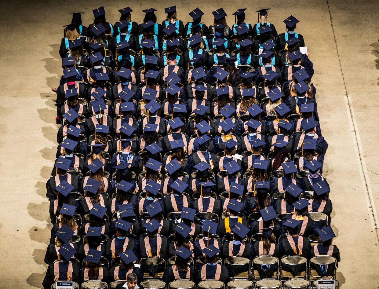 A little under 600 graduates from WGU Texas made their way across the stage to accept their degrees during the annual commencement at the Frank Erwin Center on Saturday, September 30, 2017. Nearly 40 percent are first-generation college graduates. The average age is 40 years old, the oldest graduate is 85 years old, and the youngest is 20 years old.  From this class, the average time to complete a bachelor’s degree was two years and seven months, while completing a master’s degree took about one year, nine months. September 30, 2017. RICARDO B. BRAZZIELL / AMERICAN-STATESMAN