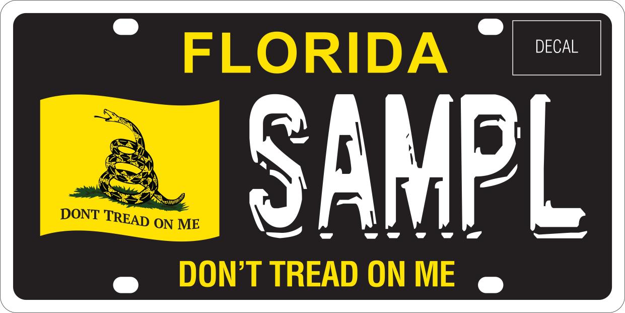 The proposed Florida license plate featuring the Gadsden Flag