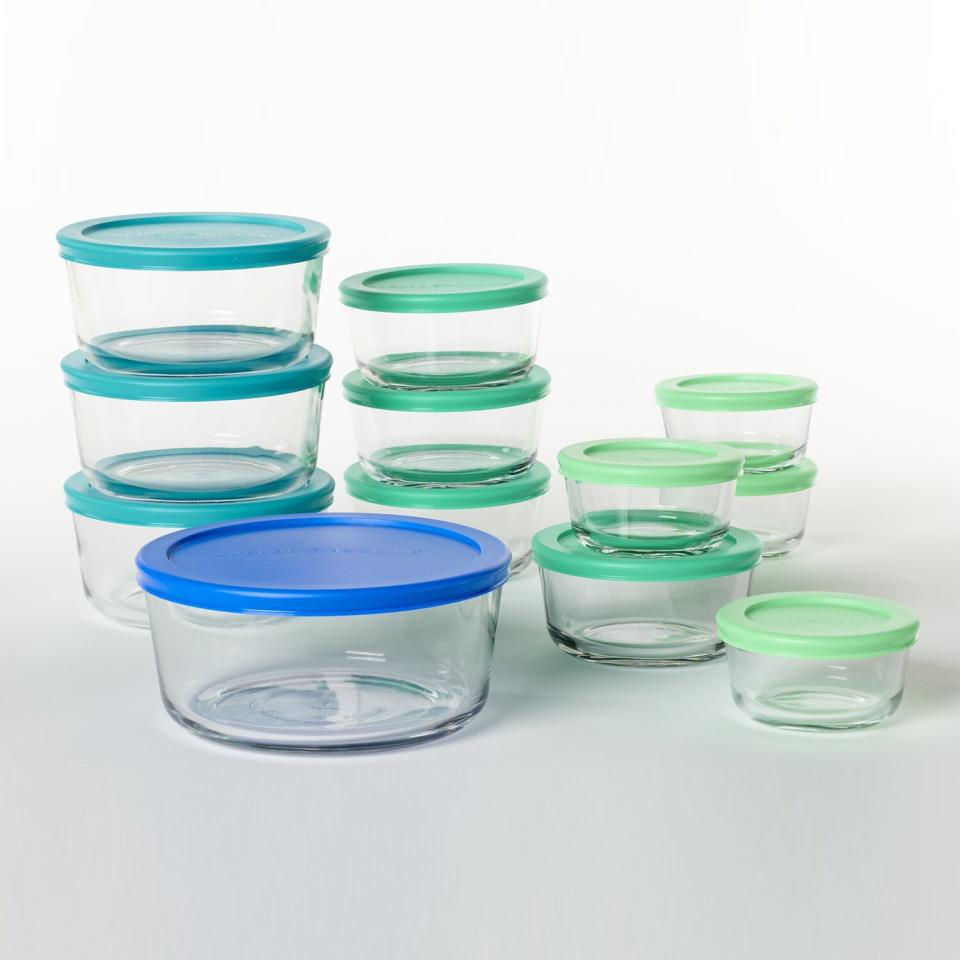 Anchor Hocking Clear Glass Food Storage Glass Set with SnugFit™ Multicolor Lids
