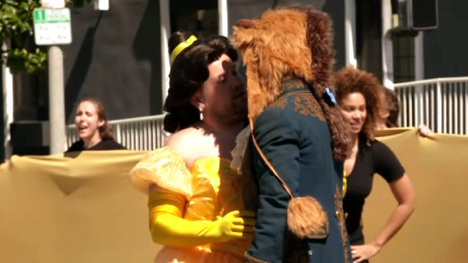 James Corden performed an epic version of “Beauty and the Beast” in the middle of a crosswalk