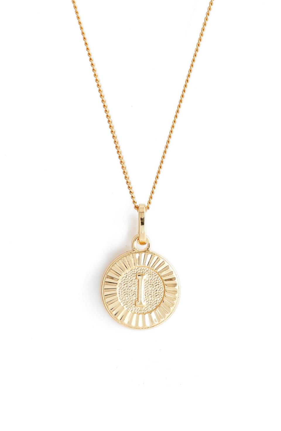 Initial Medallion Pendant Necklace in Gold