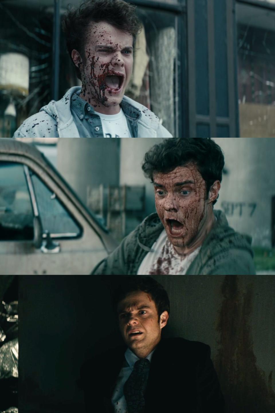 Hughie covered in blood in seasons one, two, and three of "The Boys."