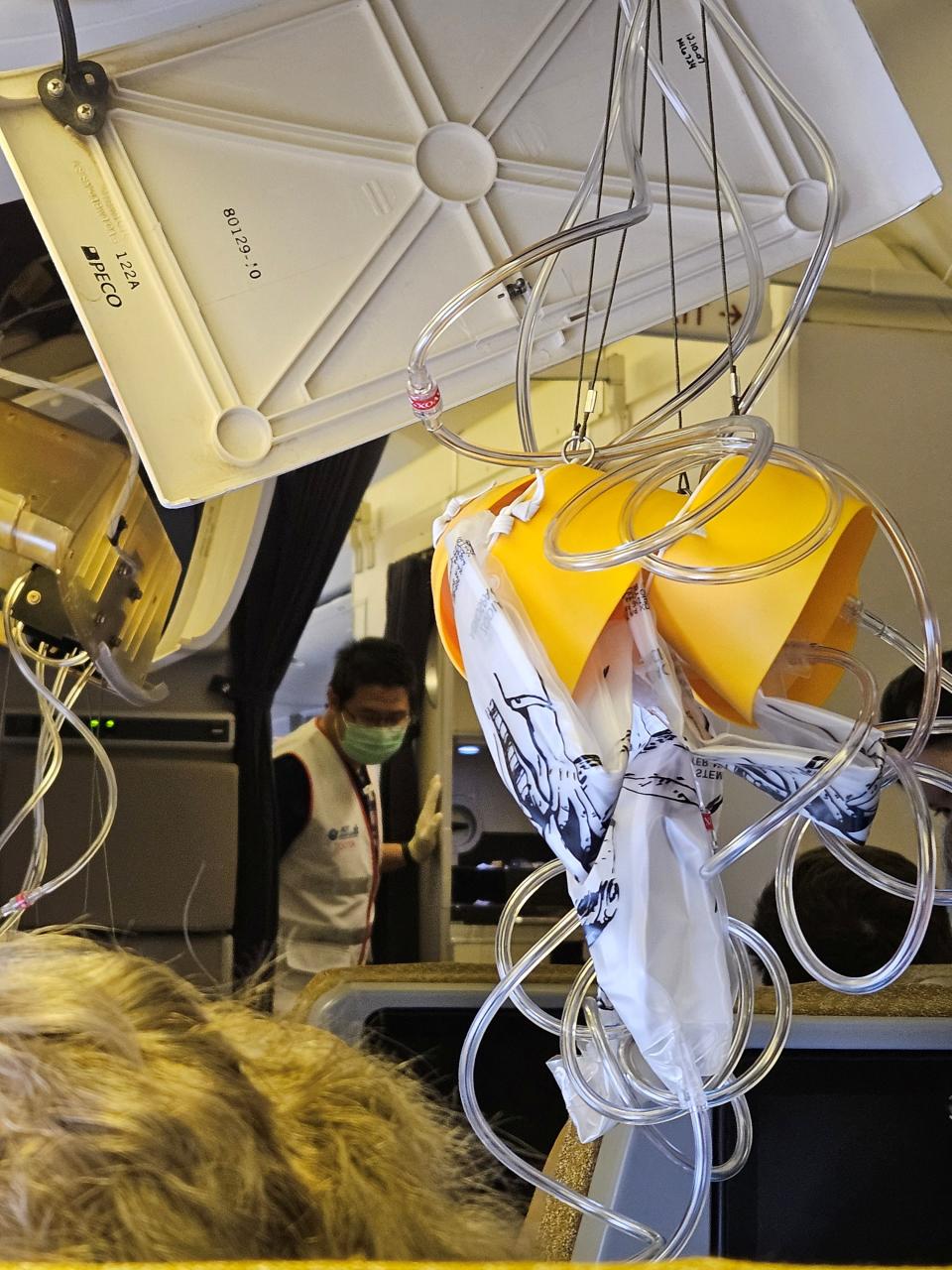 The interior of Singapore Airline flight SQ321 is pictured after an emergency landing at Bangkok's Suvarnabhumi International Airport, in Bangkok, Thailand May 21, 2024