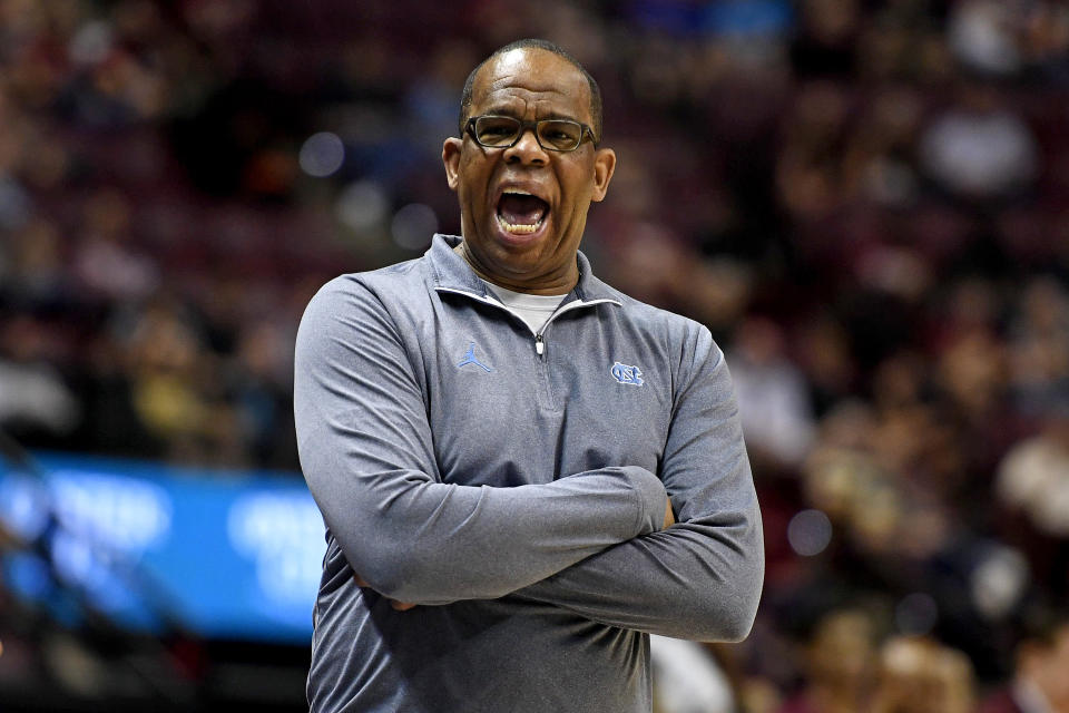 Feb 27, 2023; Tallahassee, Florida, USA; North Carolina Tar Heels head coach Hubert Davis during the first half against the Florida State Seminoles at Donald L. Tucker Center. Mandatory Credit: Melina Myers-USA TODAY Sports