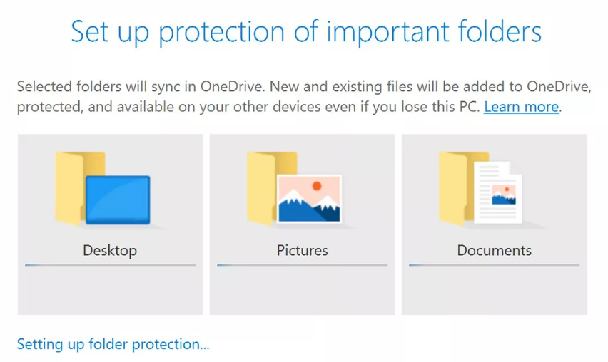 Microsoft rolled out a new OneDrive folder protection feature to its business