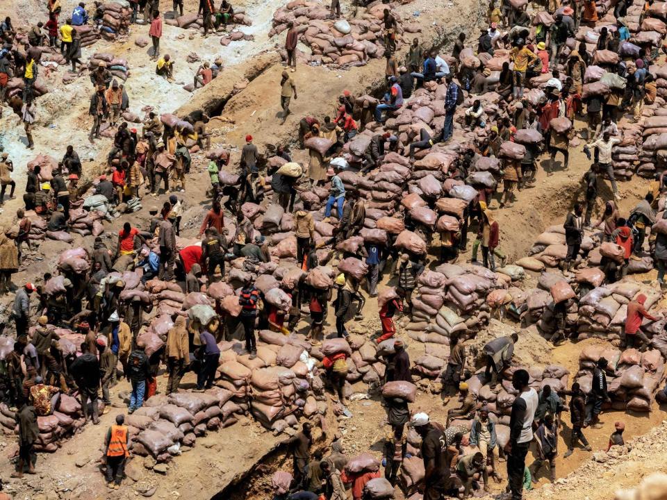 A view of miners working at an artisanal mine in 2022.