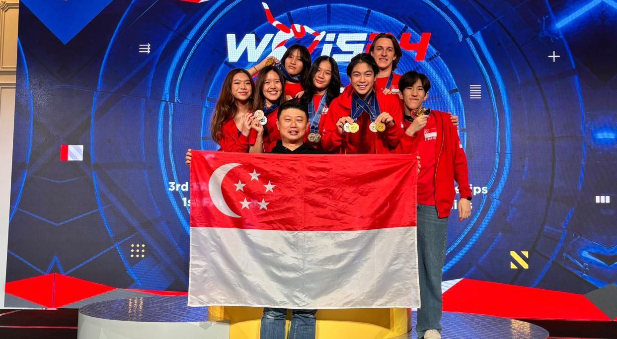 The medal-winning Singapore indoor skydivers at the FAI World Cup of Indoor Skydiving in Macau. (PHOTO: iFly Singapore)