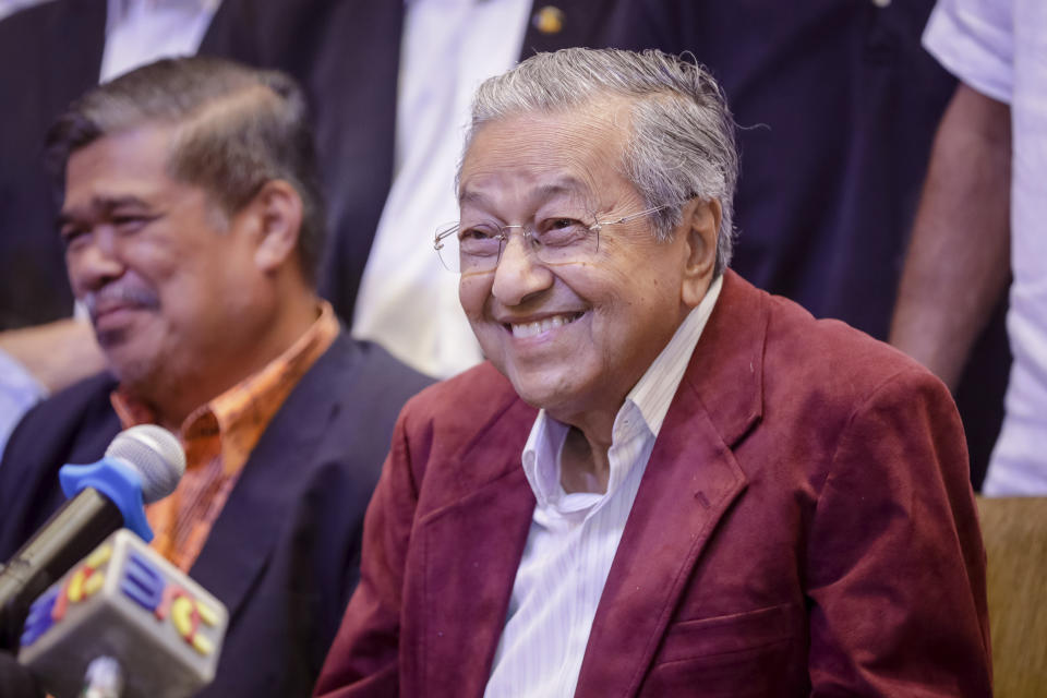 Mahathir Mohamad after the election result was announced. (AP Photo/Adrian Hoe)