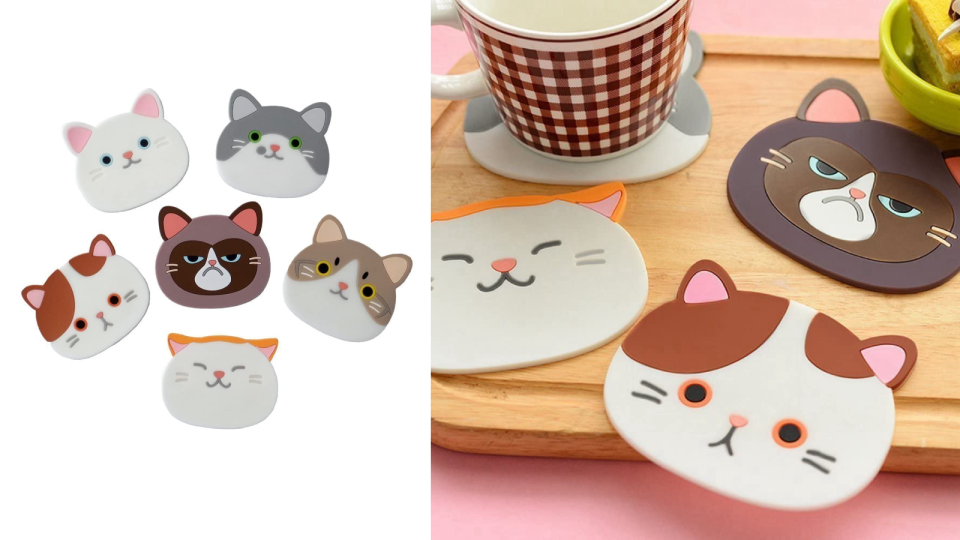 These coasters are the perfect accent for any cat lady's home.