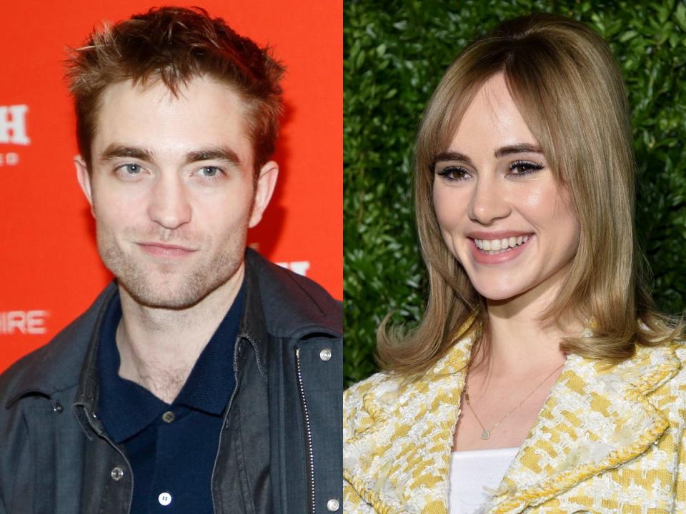 On the left: Robert Pattinson in January 2018. On the right: Suki Waterhouse in April 2018.