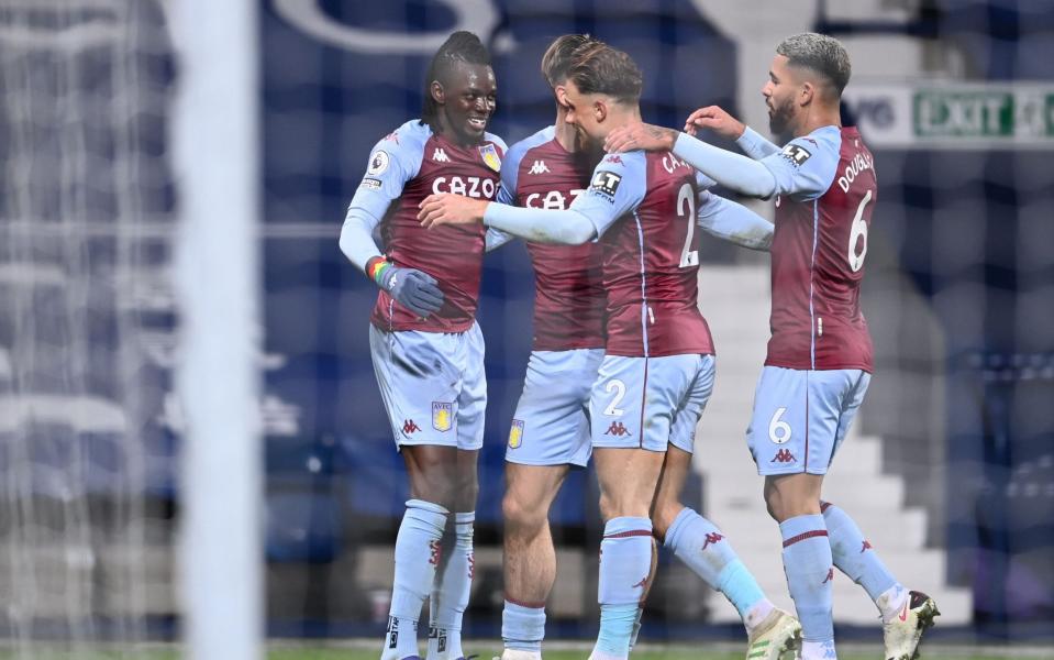 Bertrand TraorAston Villa's Trezeguet (L) of Aston Villa celebrates his second goal during the English Premier League soccer match between West Bromwich Albion and Aston Villa - SHUTTERSTOCK