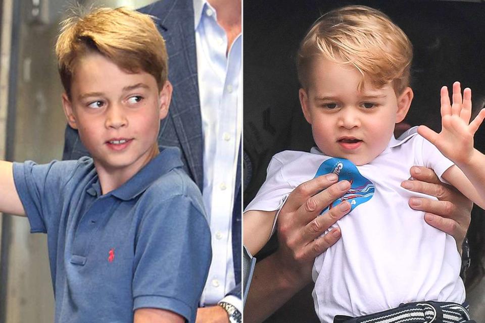 <p>Chris Jackson / POOL / AFP, Samir Hussein/WireImage</p> Prince George at the Royal International Air Tattoo in 2023 and 2016.