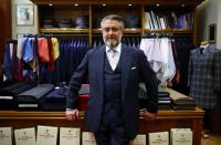 Dege & Skinner Managing Director William Skinner poses for a portrait in the Dege & Skinner tailors on Savile Row, amid the coronavirus disease (COVID-19) outbreak, in London