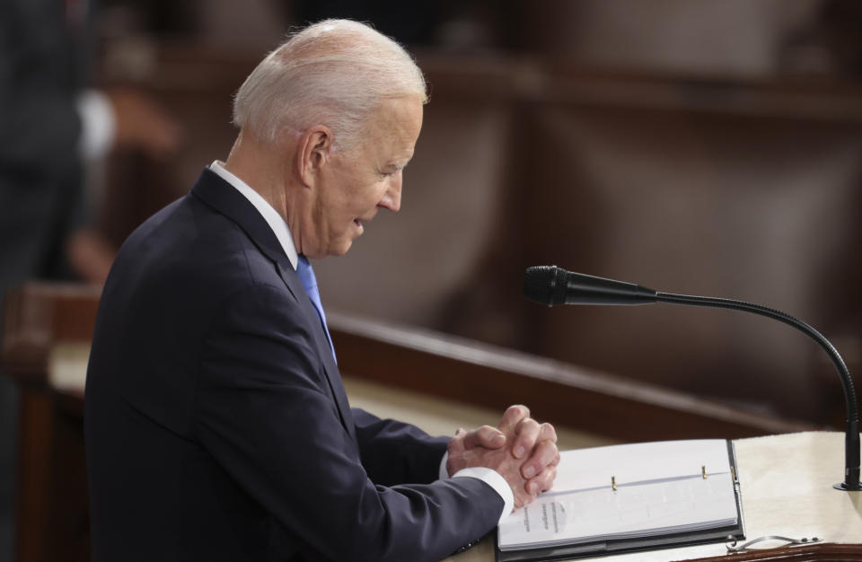 President Joe Biden's address Wednesday night before a joint session of Congress contained many echoes of his 2020 presidential campaign speeches. (Photo: Jonathan Ernst-Pool/Getty Images)